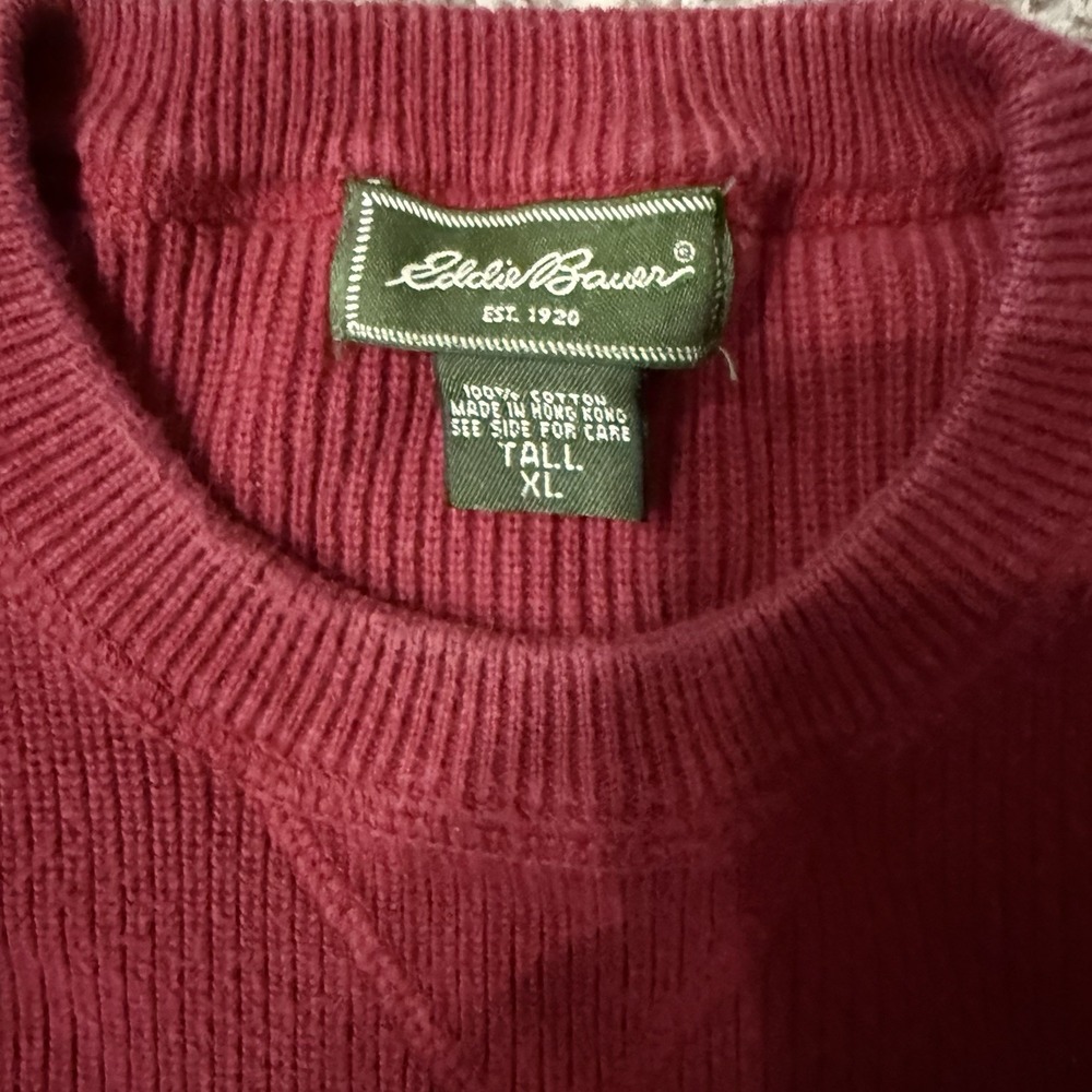 Eddie Bauer Sweater Crew Neck Pullover Knit Sweater Men's Extra Large Red - Picture 2 of 6